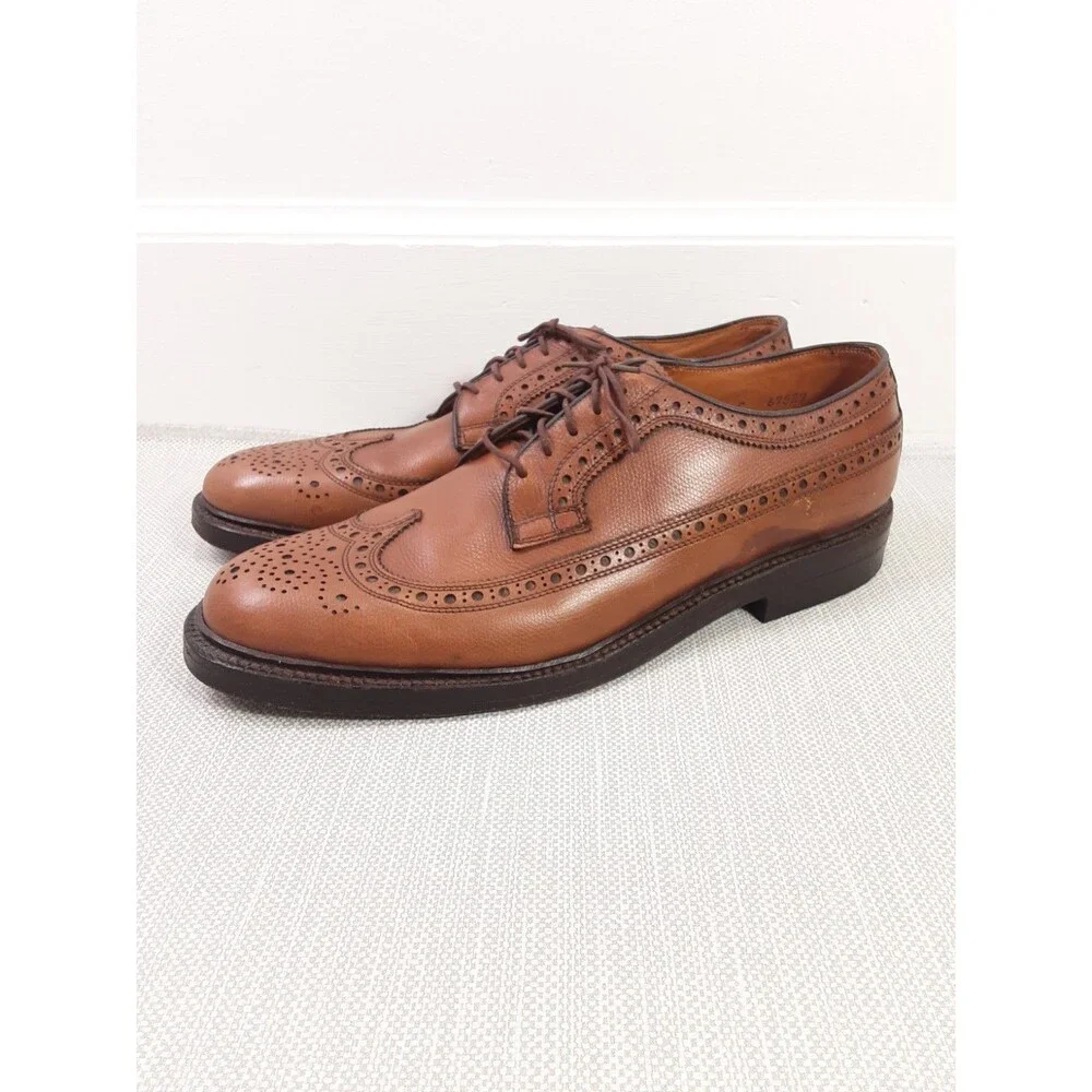 Nettleton Vintage Dress Shoes Size 10 C Brown Leather Oxford Wingtip Brogue Men